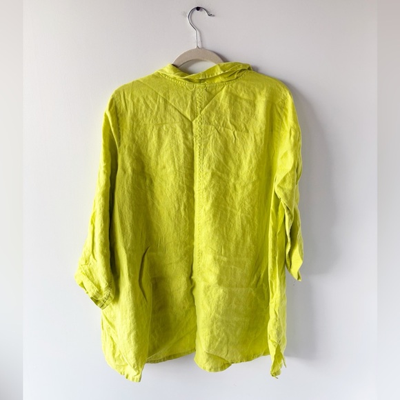 Ali Miles Lime Green Linen Tunic L Large - Picture 2 of 7
